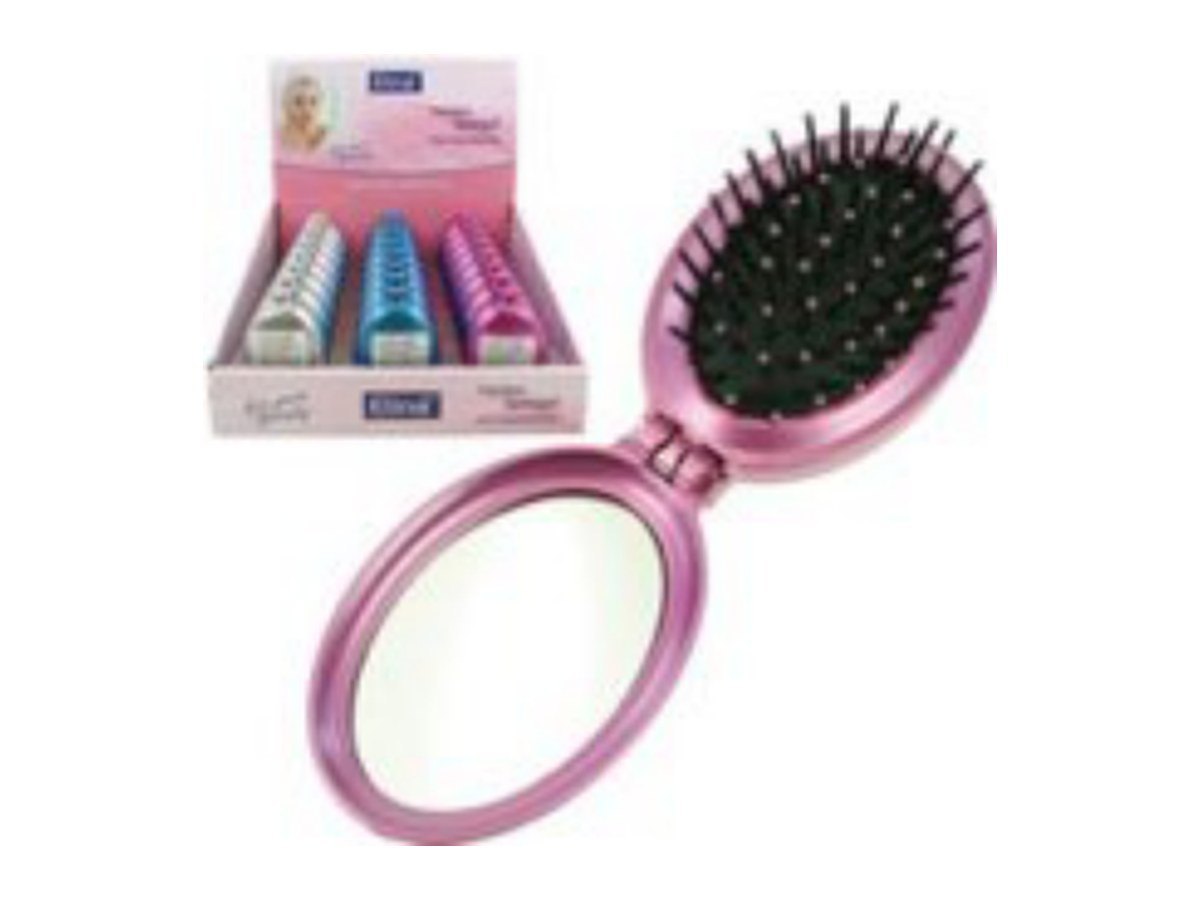 Elina Folding Bag Mirror with Hair Brush